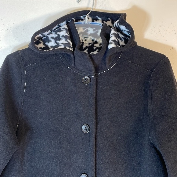 NWT. Susan Graver Weekend Houndstooth Reversible Sherpa Fleece Hooded Coat. XS - Picture 11 of 15